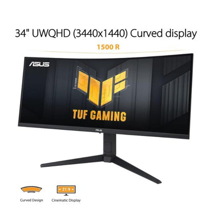 ASUS MONITOR 34 LED VA 21:9 WQHD, 100HZ, TUF GAMING, DP/HDMI, MULTIMEDIALE [VG34VQEL1A]