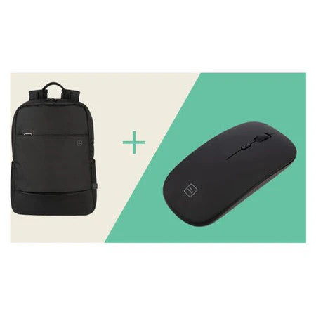 TUCANO ZAINO GLOBAL + MOUSE BUNDLE, SCHIENALE ERGONOMICO,TASCA FRONTALE E MOUSE WIRELESS [BU-BKBTK2-WM-BK]