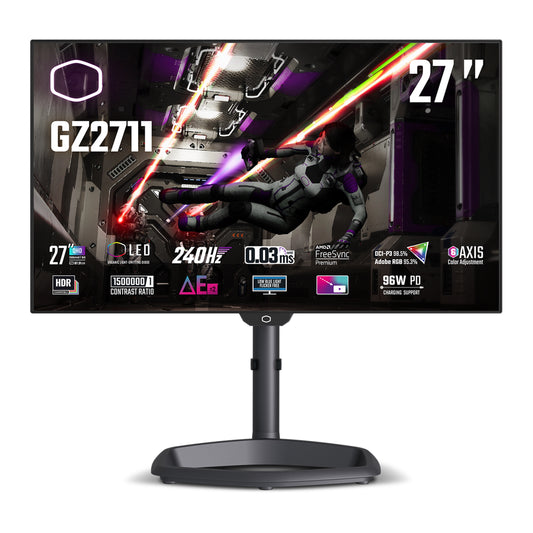 COOLER MASTER MONITOR GAMING 27 OLED 16:9 QHD 0,3 MS 240HZ, DCI-P3 98,5, ADOBE RGB 95,3, PIVOT, USB-C DOCK, DP/HDMI, MULTIMEDIALE, TEMPEST GZ2711 [CMI-GZ2711-EK]