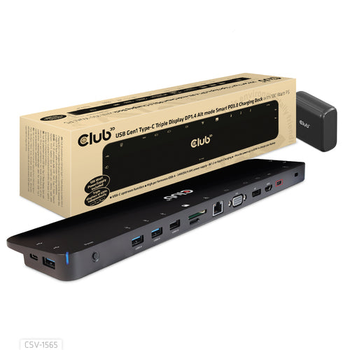 CLUB 3D DOCKING STATION USB-C GEN 1 TRIPLE DP 100W POWER SUPPLY [CSV-1565]