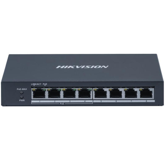 HIKVISION SWITCH 4 GIGABIT POE PORTS, 4 GIGABIT RJ45, 802.3AF/AT, POE POWER BUDGET 60W [DS-3E0508P-O]