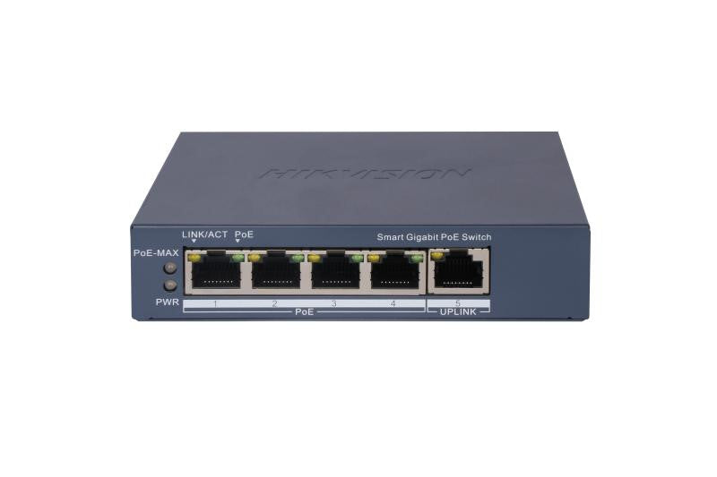 HIKVISION SWITCH L2, SMART MANAGED, 4 GIGABIT RJ45 POE PORTS, 1 GIGABIT RJ45 PORT, 802.3AF/AT, POE P [DS-3E1505P-EI]