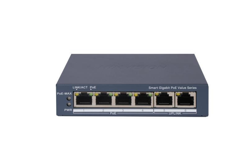 HIKVISION SWITCH L2, SMART MANAGED, 4 GIGABIT RJ45 POE PORTS, 2 GIGABIT RJ45 PORT, 802.3AF/AT, POE P [DS-3E1506P-EI/M]