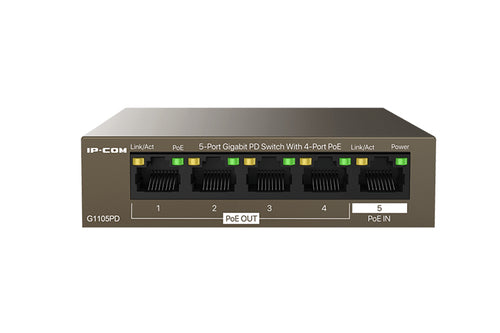 IP-COM SWITCH 5 PORT POE IN AND OUT UNMANAGED [G1105PD]