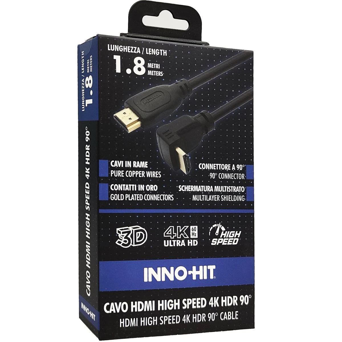 INNOHIT CAVO HDMI 4K HDR HIGH SPEED SPINA 90 1,8 MT [IH-HD9010]