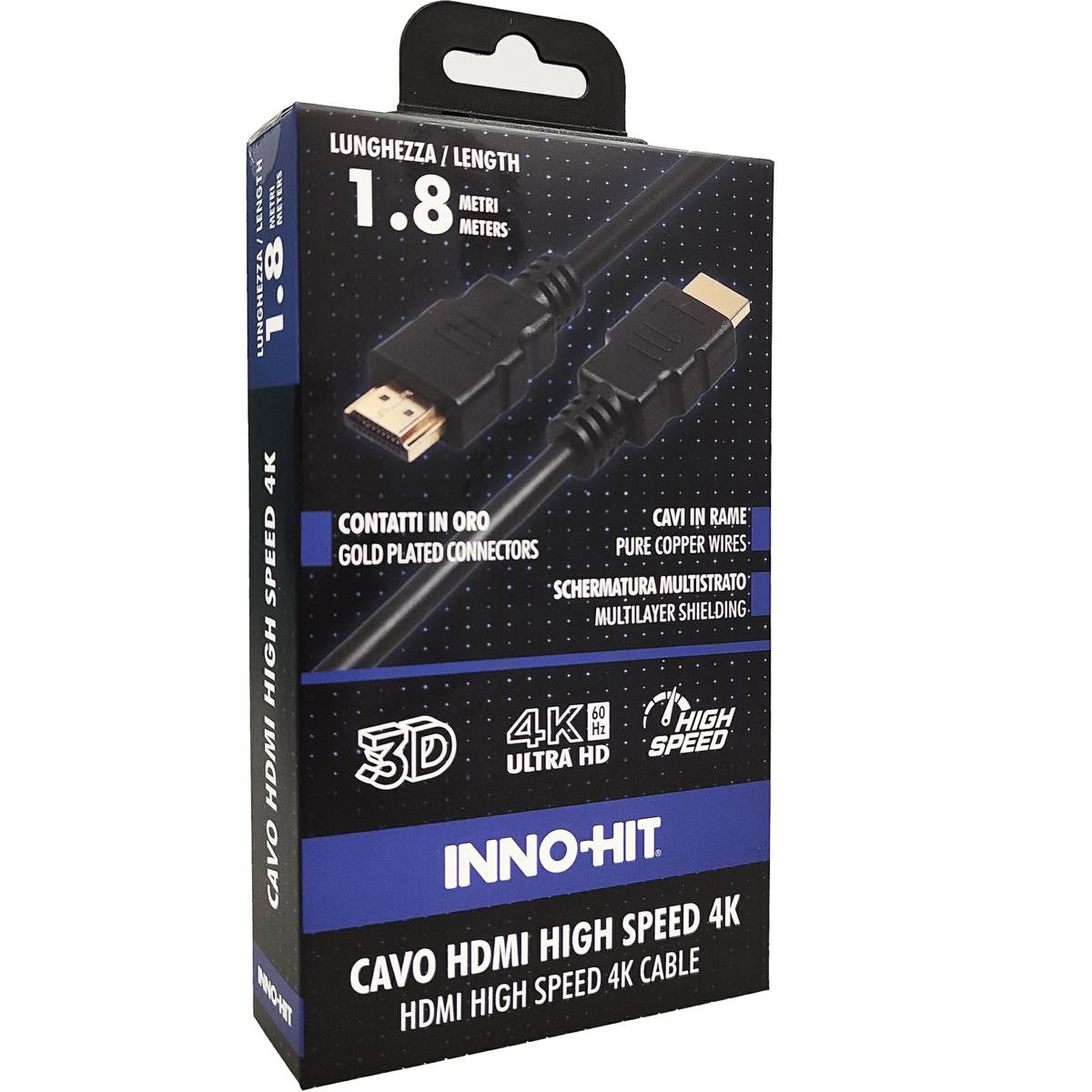 INNOHIT CAVO HDMI 4K HDR HIGH SPEED 60HZ 1,8 MT [IH-HDMI18L]