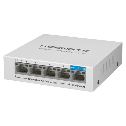 KEENETIC POE+ SWITCH 5 (KN-4610), SWITCH 1 PORTA 1GBPS + 4 PORTE 1 GBPS POE+, POTENZA MASSIMA EROGAB [KN-4610-01-EU]