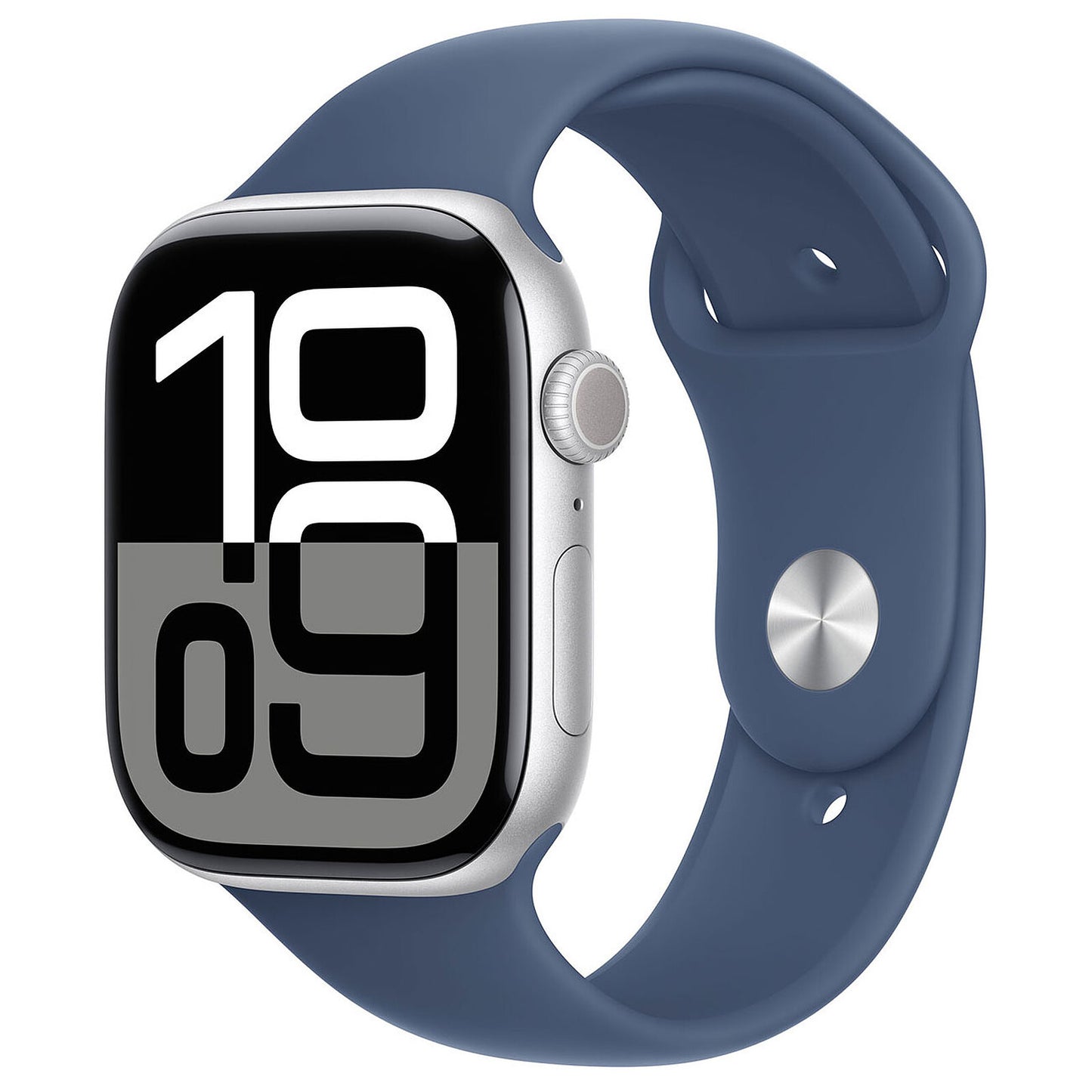 APPLE WATCH SERIES 10 GPS 46MM SILVER ALUMINIUM CASE WITH DENIM SPORT BAND - S/M [MWWL3QL/A]