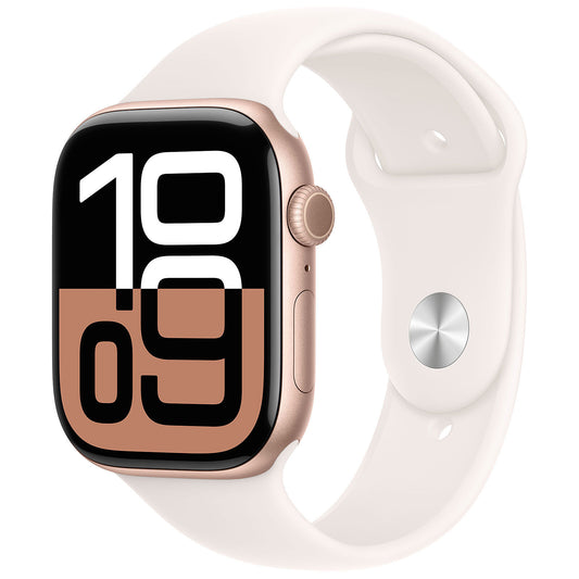 APPLE WATCH SERIES 10 GPS 46MM ROSE GOLD ALUMINIUM CASE WITH LIGHT BLUSH SPORT BAND - S/M [MWWT3QL/A]