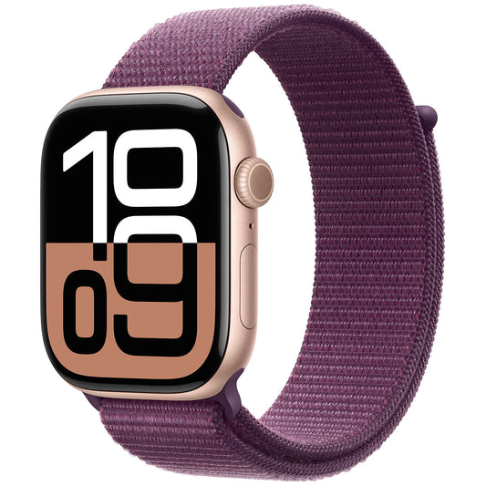 APPLE WATCH SERIES 10 GPS 46MM ROSE GOLD ALUMINIUM CASE WITH PLUM SPORT LOOP [MWWV3QL/A]