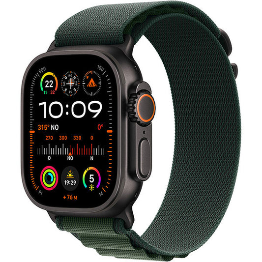 APPLE WATCH ULTRA 2 GPS + CELLULAR 49MM BLACK TITANIUM CASE WITH DARK GREEN ALPINE LOOP - SMALL [MX4Q3TY/A]