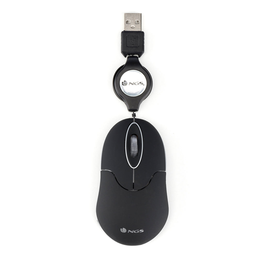 NGS MOUSE USB 3 TASTI 1000DPI CAVO RETRATTILE COLORE NERO [SIN BLACK]