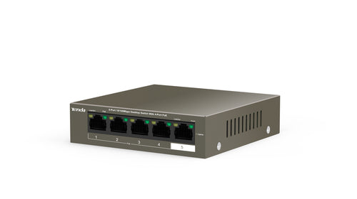 TENDA SWITCH 5-PORT 10/100Mbps DESKTOP WITH 4-Port PoE [TEF1105P-4-63W V2.0]