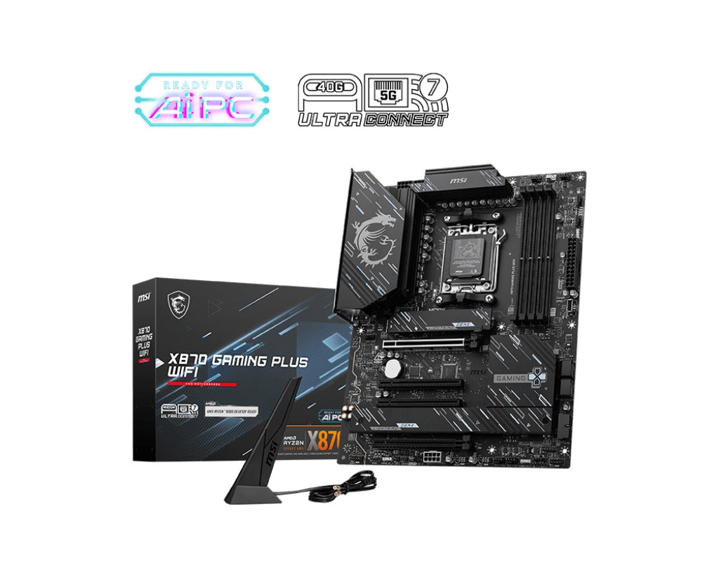 MSI MB AMD X870 GAMING PLUS WIFI, X870, AM5,4DDR5,4PCI-Ex16,3M.2,4SATA3,1USB4,1USB3.2 Gen2x2,3USB3.2 [X870 G P WIFI]