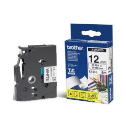 BROTHER NASTRO LAMINATO DA 12 MM (8M) NERO/BIANCO [TZE231]