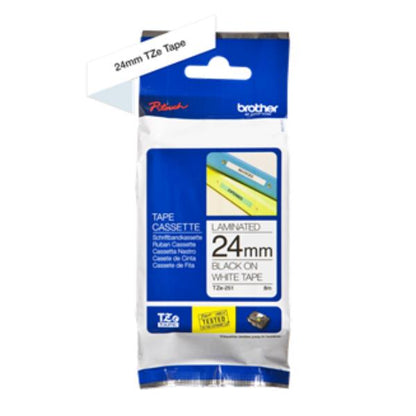 BROTHER NASTRO LAMINATO DA 24MM (8M) NERO/BIANCO [TZE-251]