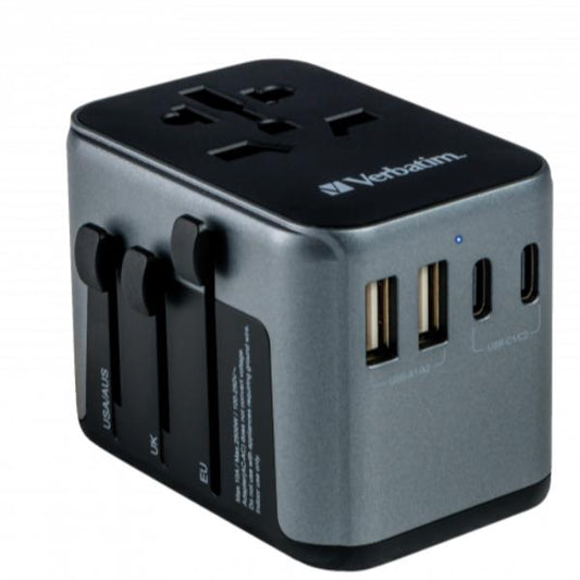 VERBATIM ADATTATORE UNIVERSALE DA VIAGGIO TRAVEL ADAPTER UTA-03 PD30W QC 2XUSB 2XTYPE-C [49545]