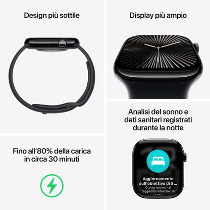 APPLE WATCH SERIES 10 GPS + CELLULAR 46MM SLATE TITANIUM CASE WITH BLACK SPORT BAND - M/L [MWYE3QL/A]