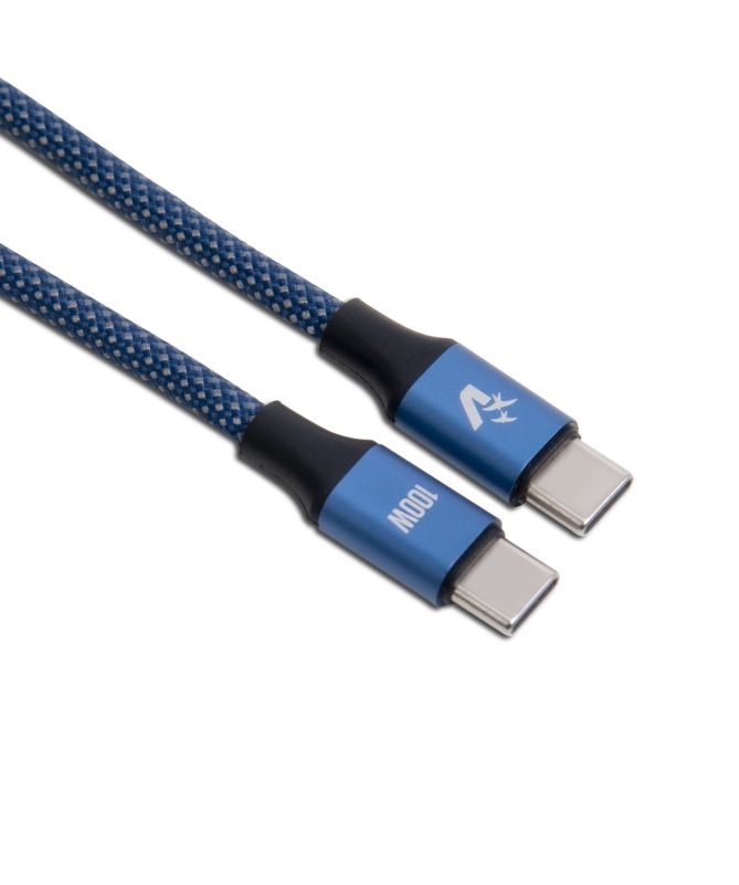 CABLE PARA SMARTPHONE VULTECH TIPO C A TIPO C 2m, 5.0A 100W, NYLON, AZUL [CS-NCC20BL]