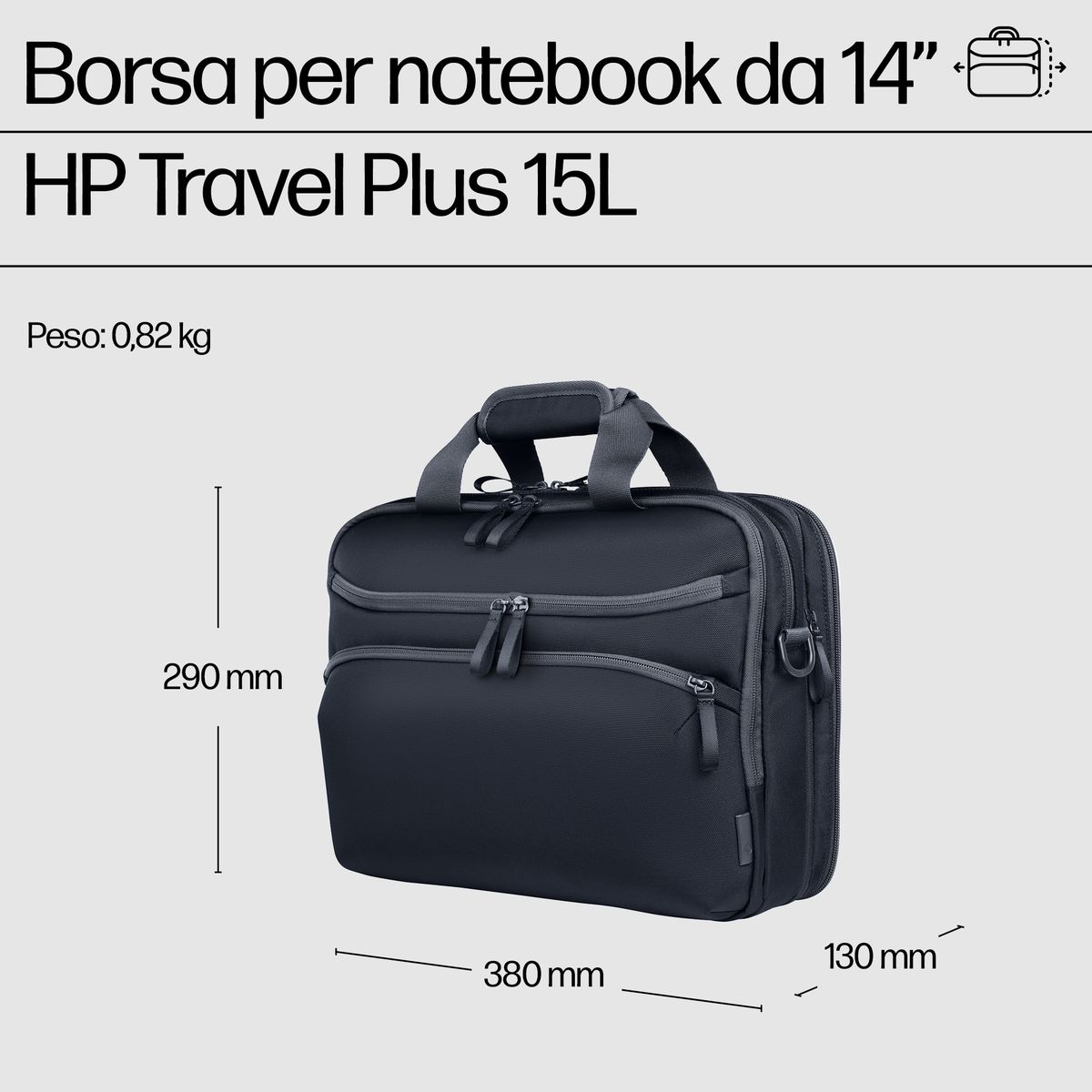 HP Zaino Travel Plus da 15 litri per notebook da 14" [A2CE2AA]