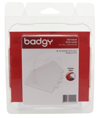 100 TARJETAS DE PVC DE GRUESO (30MIL - 0.76MM) PARA BADGY [CBGC0030W]