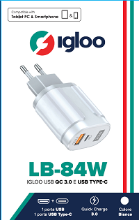 IGLOO USB QC 3.0 Y USB TYPE-C BLANCO [LB-84W]