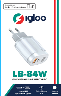 IGLOO USB QC 3.0 E USB TYPE-C WHITE [LB-84W]