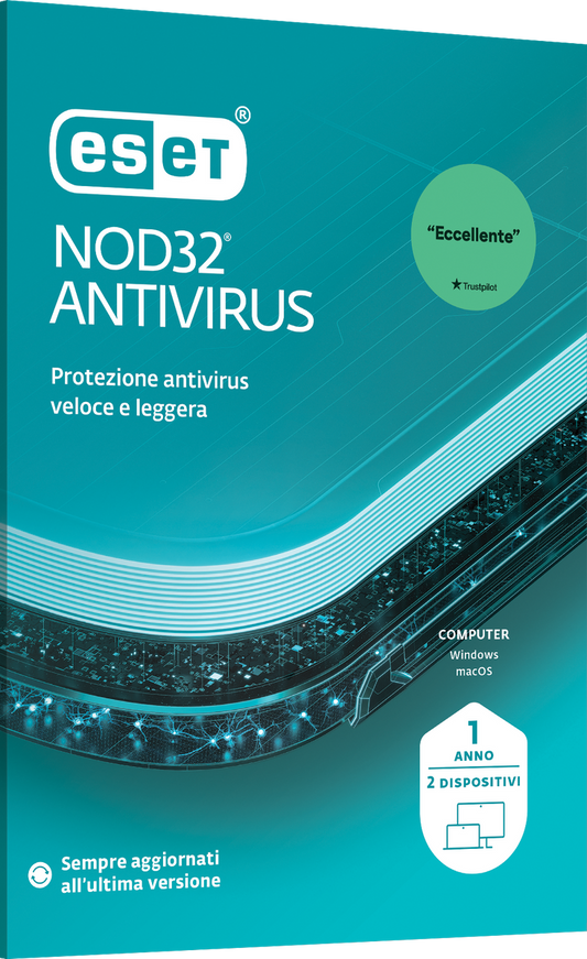 ESET NOD32 ANTIVIRUS 2 UTENTI 1YR NUOVO [EAVH-N1-A2-BOX]