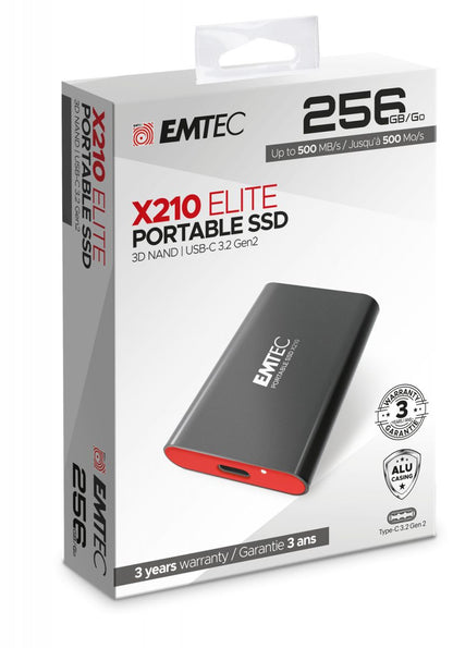 EMTEC X210 SSD PORTÁTIL 256GB TIPO C 3.2 GEN 2 [ECSSD256GX210]