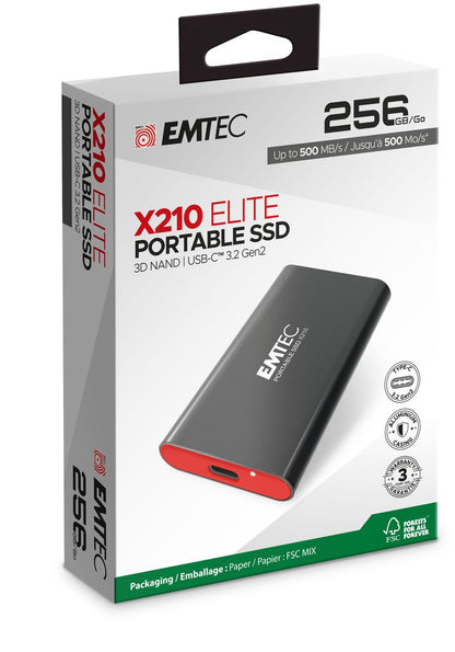 EMTEC X210 SSD PORTÁTIL 256GB TIPO C 3.2 GEN 2 [ECSSD256GX210]