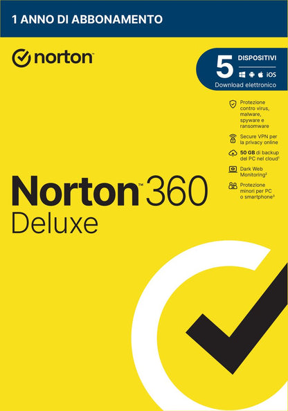 NORTON 360 DELUXE 2023 - 5 DEVICE 1 YEAR - 50GB [21429133]