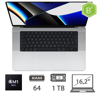 MBP 16.2 (2021)M1 MAX-10C/64/1TB/24C GPU/SLV/2Y- B [007137PCR-EU]