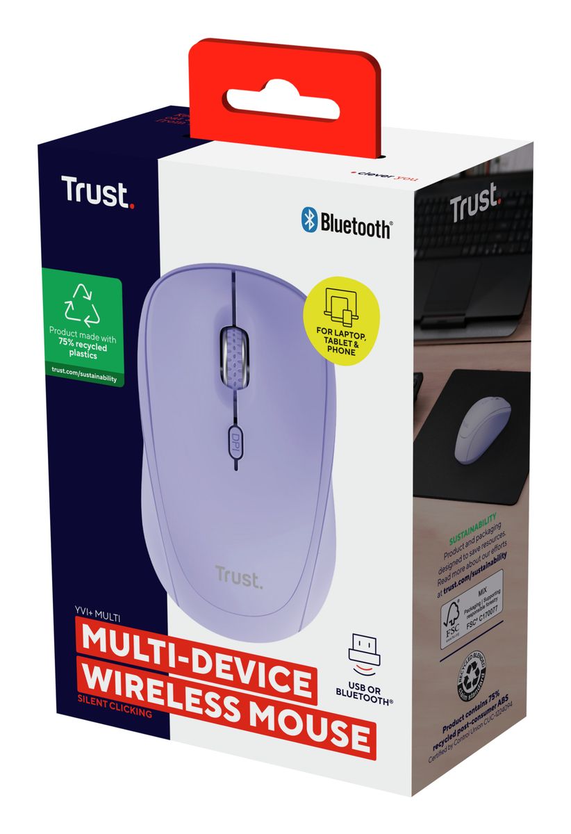 YVI+ MULTI-DEVICE WIRELESS MOUSE PURPLE [25583]