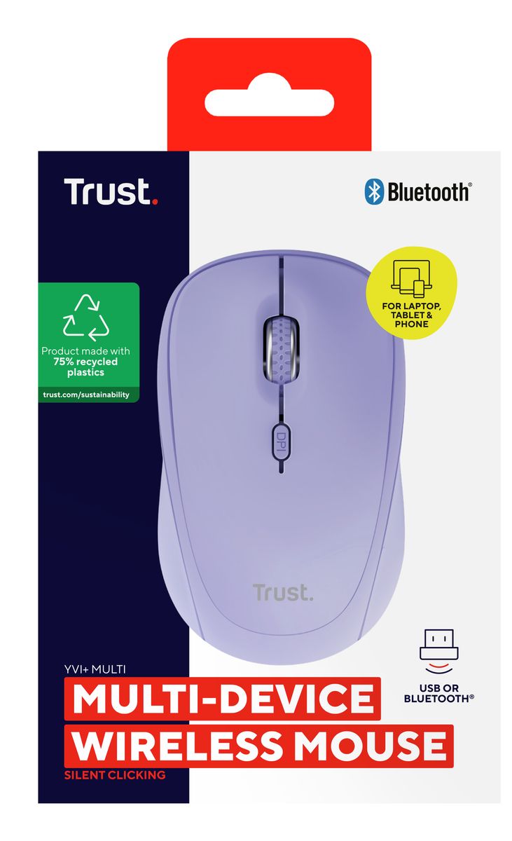 YVI+ MULTI-DEVICE WIRELESS MOUSE PURPLE [25583]