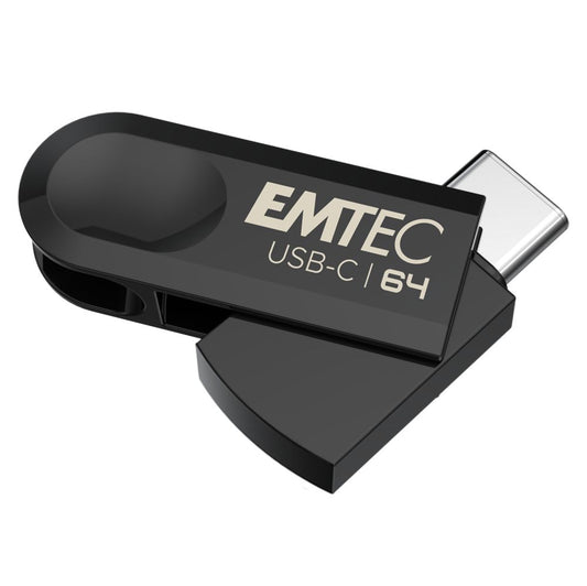 Emtec C280 unità flash USB 64 GB USB tipo-C 3.2 Gen 1 (3.1 Gen 1) Nero [ECMMD64GC283]