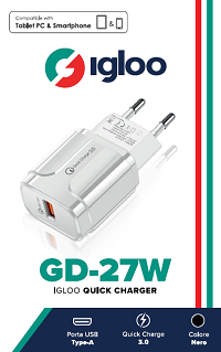 IGLOO ADATTATORE MOBILE FAST CHARGE USB WHITE [GD-27W]