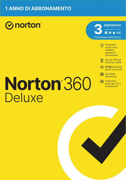 NORTON 360 DELUXE 2023 - 3 DEVICE 1 YEAR- 25GB [21429140]