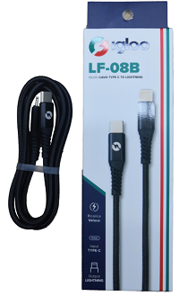 CABLE IGLOO USB-TIPO C A LIGHTNING NEGRO [LF-08B]