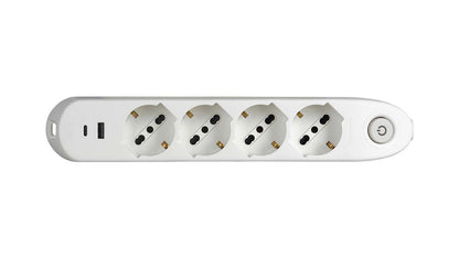 MULTIPRESA 4 SCHUKO/BIPAS+INTER+2USB BIANCO [BT-3684DBU]