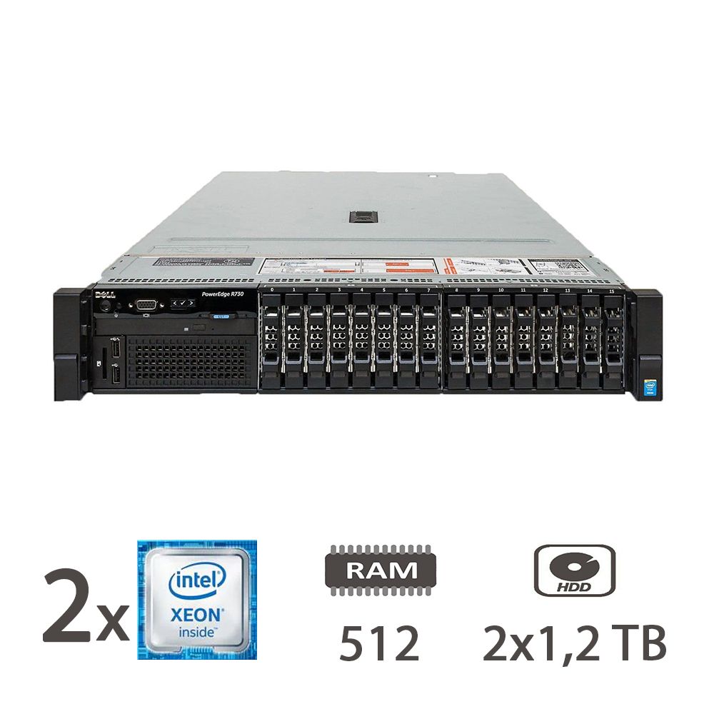 SERVER DELL R730 2X E5-2697V4/512GB/2X1.2TB/FREEDO [007432PCR-EU]