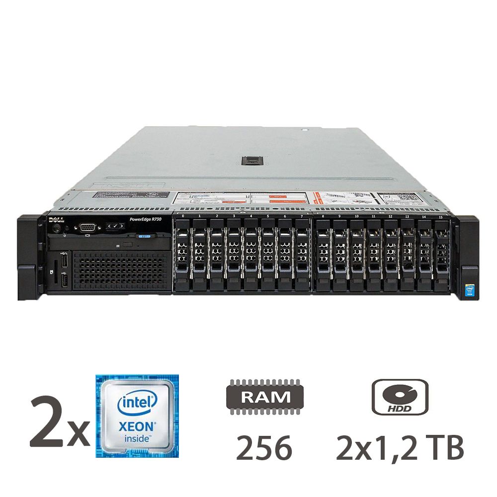 SERVER DELL R730 2X E5-2680V4/256GB/2X1.2TB/FR [007431PCR-EU]