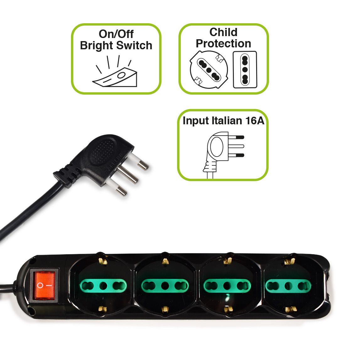 TECNOWARE MULTIPRESA INPUT ITA 16A, 4 USCITE ITA/SCHUKO, 8 ITA 10/16A [FMP12IIG]