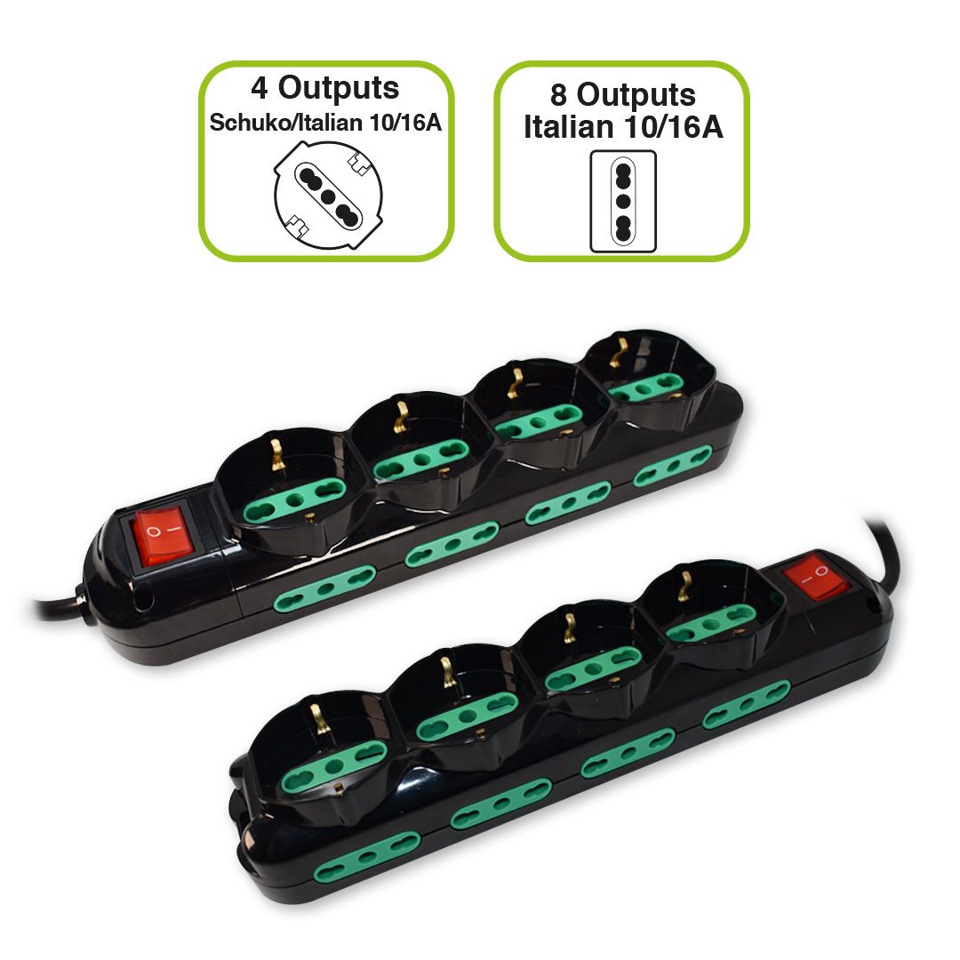 TECNOWARE MULTIPRESA INPUT ITA 16A, 4 USCITE ITA/SCHUKO, 8 ITA 10/16A [FMP12IIG]