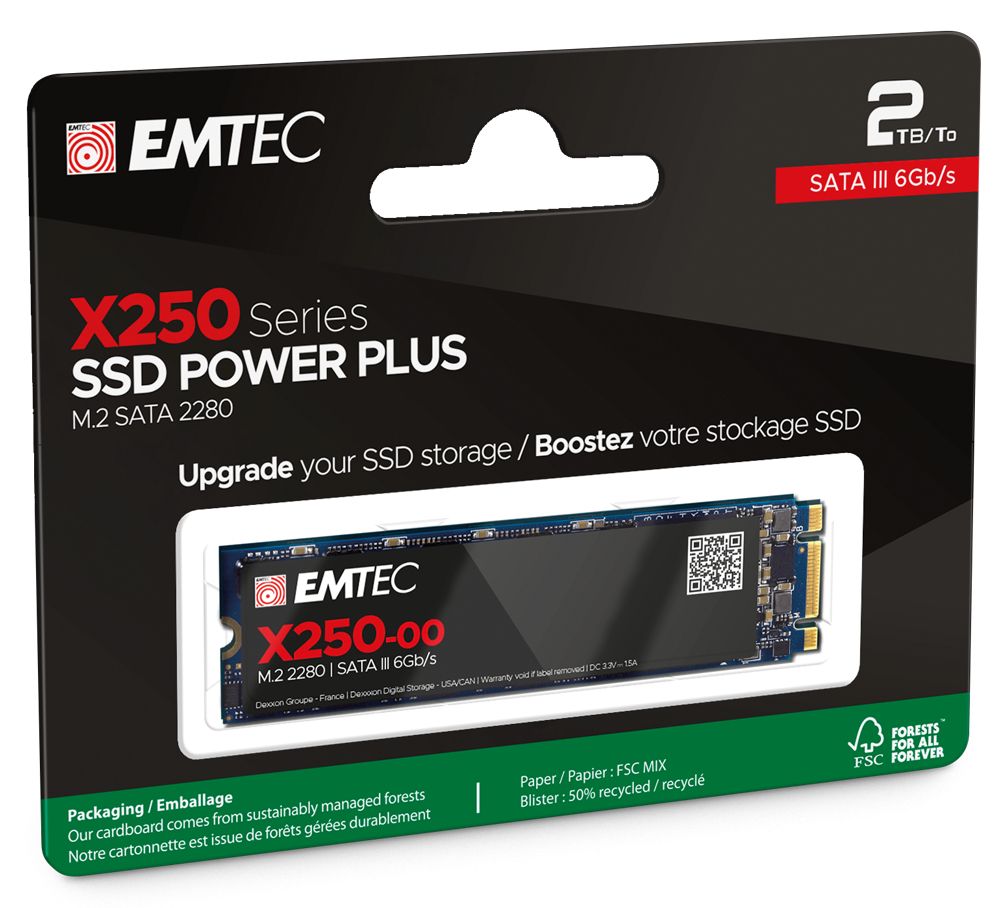 EMTEC X250 SSD M2 SATA III 6GBS 2TB 3D NAND [ECSSD2TX250]