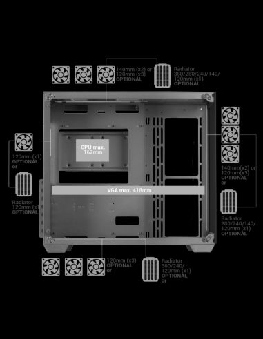 TORRE CAJA MARSGAMING XXL MCV4 BLANCO E-ATX SIN MARCO 90 TG CRISTAL [MCV4W]